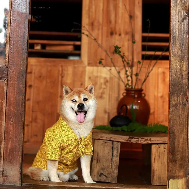 Fashion Japan Kimono Shirt for Dogs Puppy Shirt Shiba Inu Summer T-shirt Pet Dog Clothes Bulldog Pets Clothing Costume GZC11