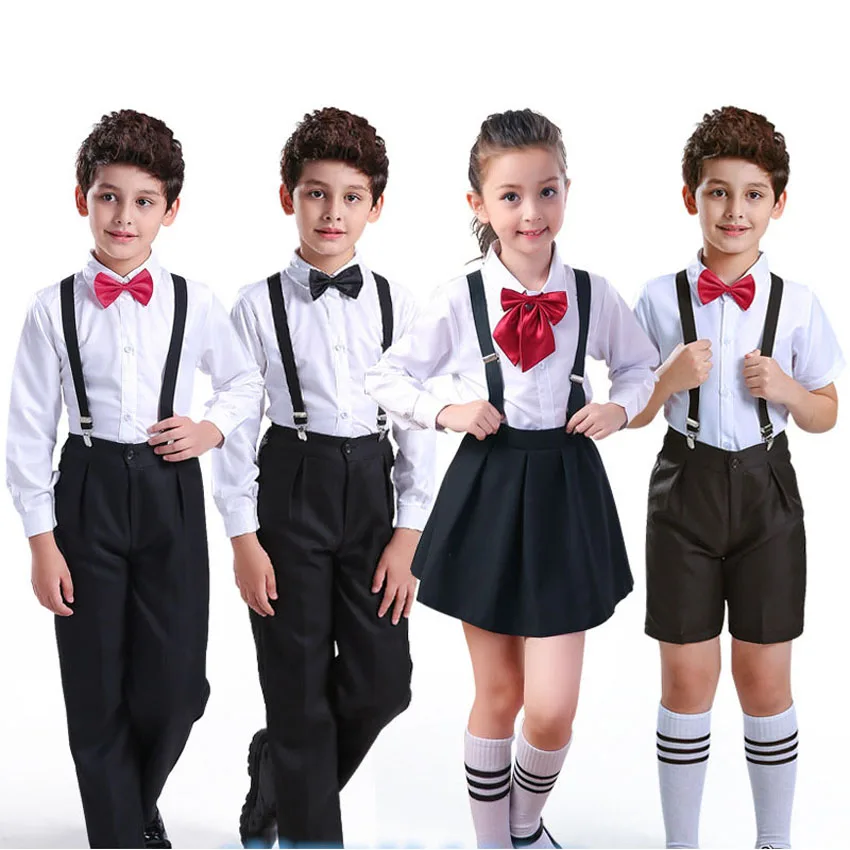 Kids Choir Speech Concert Overalls Set Children School Uniform Stage