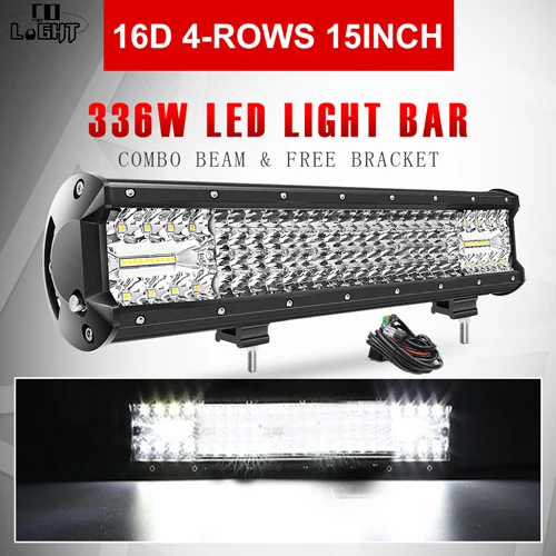 CO LIGHT 16D Lens 4-Rows 264W 336W 480W 696W 1128W Led Light 4x4 Offroad Bar Combo Led Bar for Offroad 4WD Truck Trailer 12V 24V - Цвет: 16D 15inch with Wire