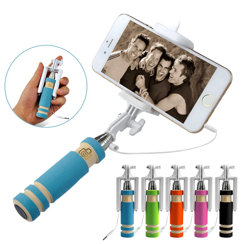 

Cute Mini Foldable Selfie Stick Extendable Handheld Wired Monopod Mobile Phone Selfie Stick For iPhone Samsung Monopod 15cm-51cm