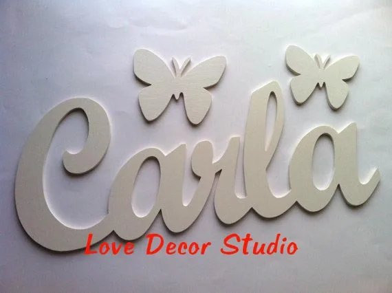 Free shipping White PVC letters with butterflies custom size 10cm*28cm.1.5cm