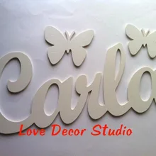 Free shipping White PVC letters with butterflies custom size 10cm*28cm.1.5cm