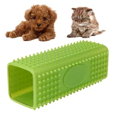 Dogs Fur Bath Brush Comb Soft Silicone Grooming Pet Hair Removing Tool Green Pet Goods Supplies Accessories Green Cuboid