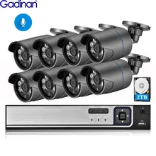 Gadinan 8CH 5MP POE NVR Audio 3MP 1080P Bullet PoE IP Camera CCTV Camera System Set Waterproof Outdoor Night Vision Kit XMEye