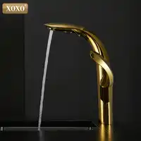 XOXO Kitchen Faucet Pull Out Gold Hot and Cold Kitchen Tap Single Hole Handle Swivel 360 Degree Water Mixer Tap Mixer Tap 23021
