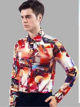 

High-grade silk shirts male silkworm silk long sleeve shirt silk satin men's top business and leisure travelers in hangzhou 5