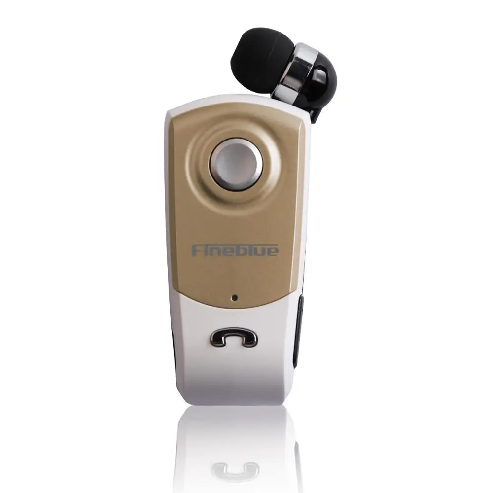 Fineblue F960 мини Беспроводной Bluetooth шея клип телескопического типа гарнитура в деловом стиле Вибрация оповещения одежда спортивные стереонаушники с микрофоном - Цвет: Gold no box