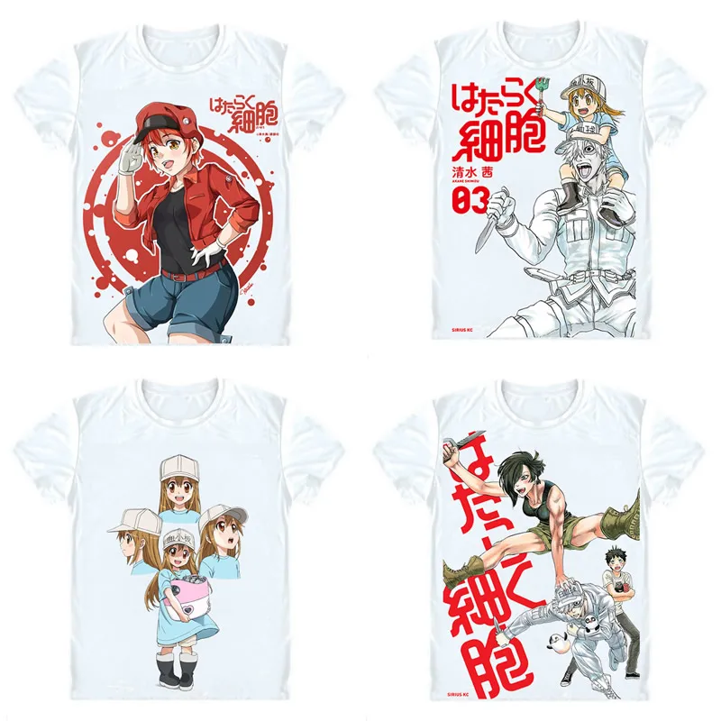 Ячейки на работе! Футболки рубашки с коротким рукавом аниме Hataraku Saibou Sekkekkyu Platelets