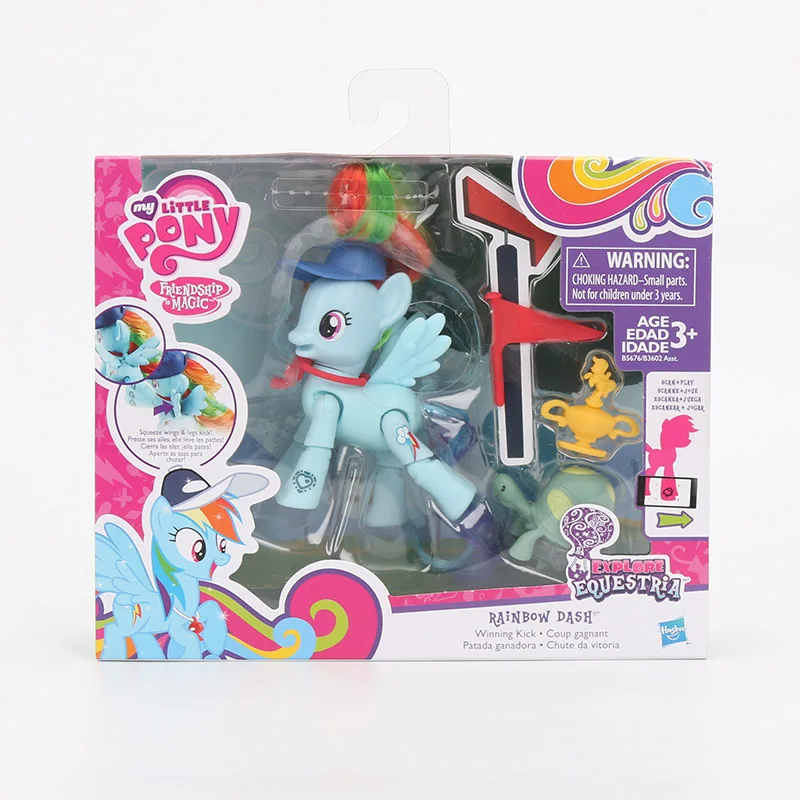 9 см Исследуйте подвижные игрушки My Little Pony Флаттершай Пикник Poseable Эпплджек пони ПВХ фигурка Коллекционная модель - Цвет: blue