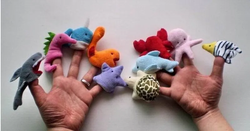 4 Plush 10kinds Ocean Animals Finger Puppets