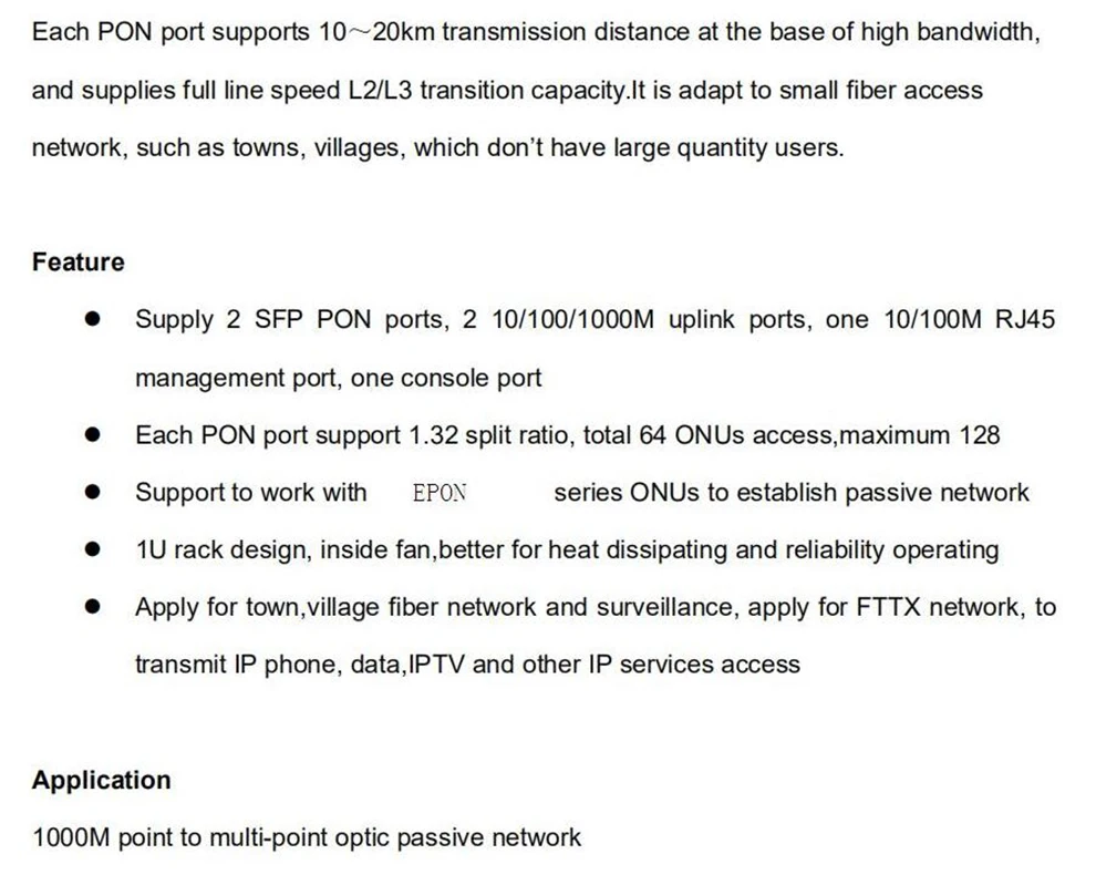 EPON OLT 2PON порты FTTH CATV OLT Перевозчик-класс высокой плотности волоконно-оптический высокое качество 1,25G Профессиональный мини