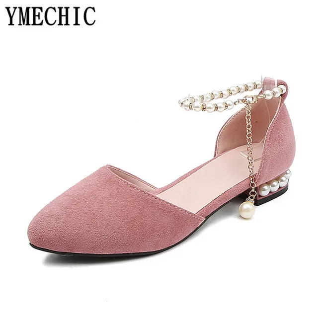 Chaussures Cheville Ymechic D'été 2 Perle 1 Chaîne Mariée Dame Taille Pompes Bas Blanc Casual Rose Femmes Plus Talons 3 De 2018 4 Mariage xXPrqwCP