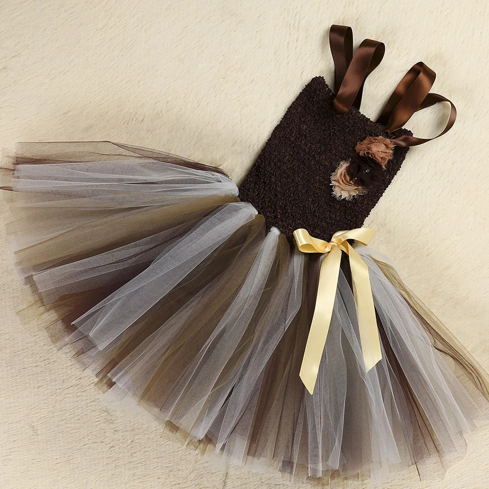 Cute Lion King Cartoon Animal Cosplay Tutu Dress Kids Christmas Party Dresses for Girls Knee Length Dress Set Baby Girl Clothes (14)
