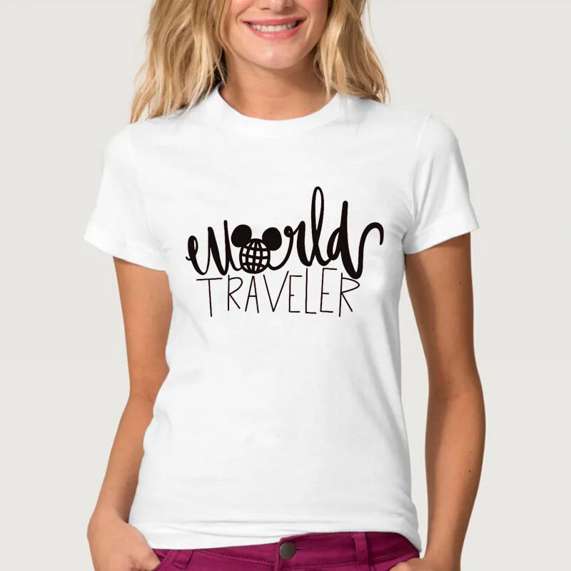 

Women Tshirts Print Wold Travel Cute Letter CartoonTee Female Ladies Woman Casual Tshirt Clothes T-shirt Short Sleeve T Tops
