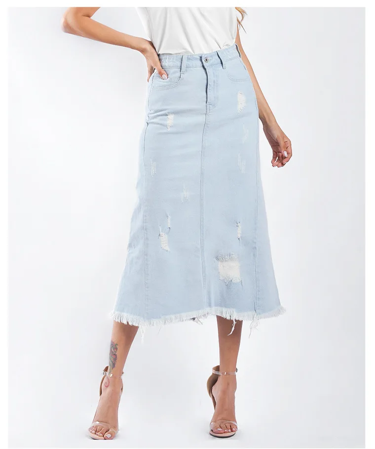 Новые летние Jupe Femme длинная юбка карандаш Faldas высокая Талия Джинсы бойфренда Джинсы женские Джинсовая ткань юбки для Для женщин брюки