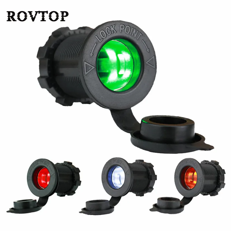 

Cigarette Lighter Socket Car Marine Motorcycle Power Supply Outlet Waterproof Cigarette Lighter Adapter Plug with LED Indicator