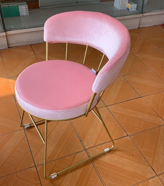 Princess Pink Nail Chair Girl Makeup Iron floor modern chair lounge chair living room chair