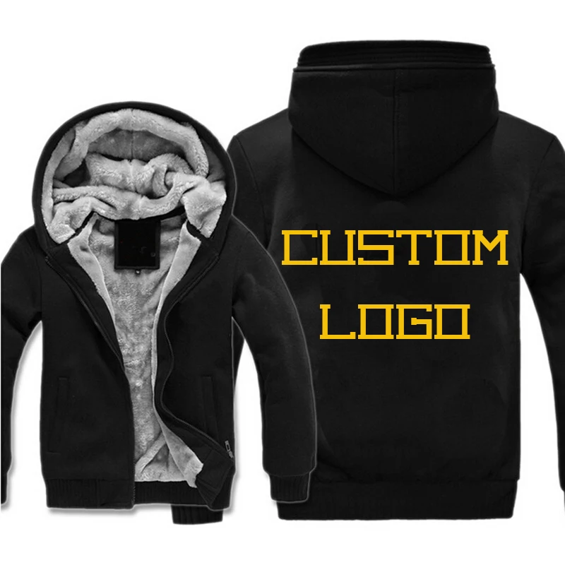 US Size Own Design Winter Fleece Lined Men Hoodie Custom Print Logo ...