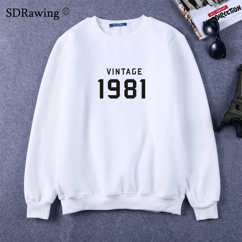 VINTAGE 1981 Letters Print Women Sweatshirts Cotton Casual Funny Sweatshirts For Lady Top Sweatshirts Hipster Drop Ship FA VINTAGE 1981 Letters Print Women Sweatshirts Cotton Casual Funny Sweatshirts For Lady Top Sweatshirts Hipster Drop Ship FA