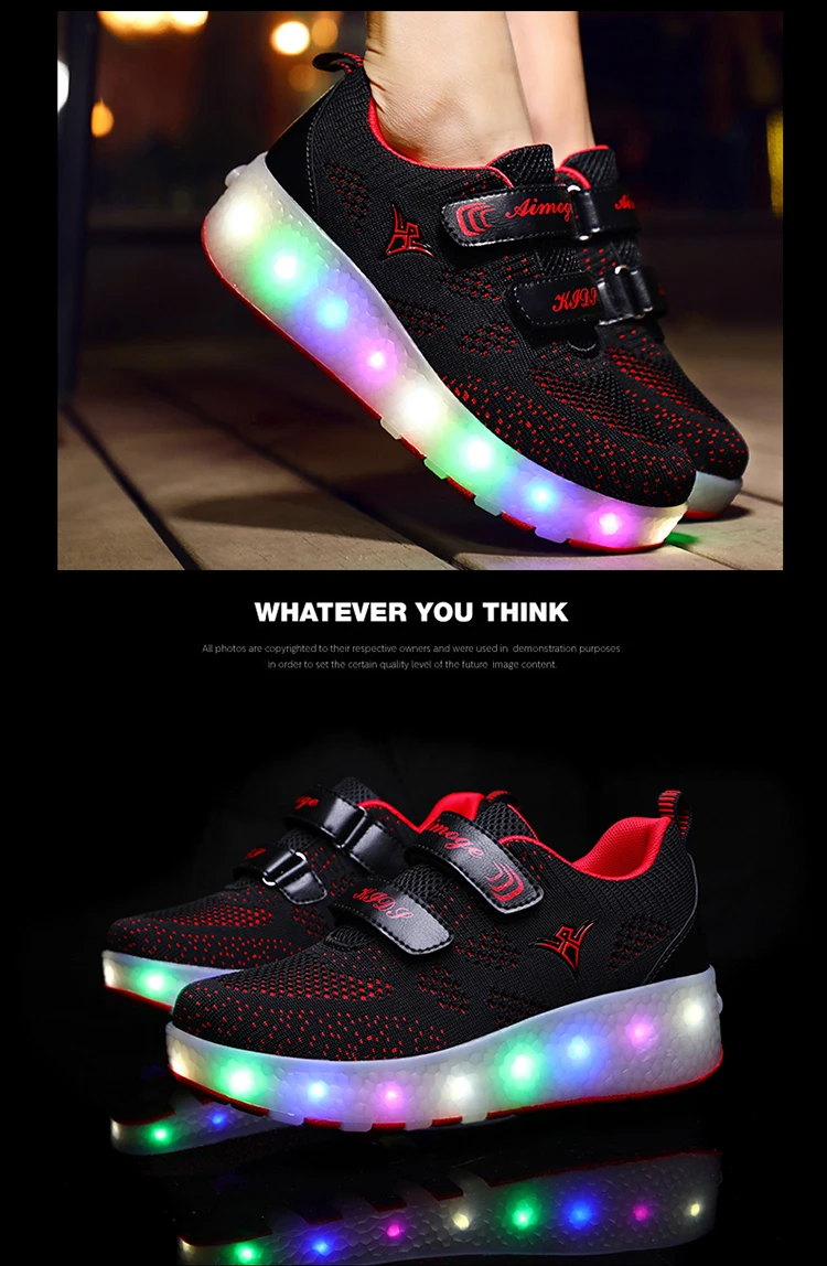 Sapatos para Crianças Tênis com Rodas Usb de Carregamento Preto Rosa Cinza Moda Meninas Meninos Led Luz Rolo Skate Crianças Duas Rodas 27 meninas meninos led luz rolo skate sapatos