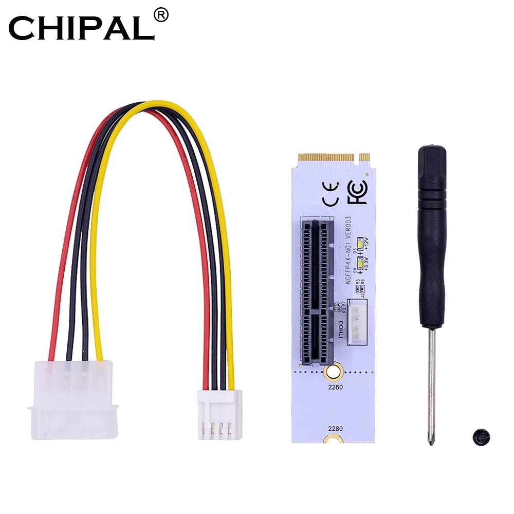 Venta CHIPAL-Tarjeta elevadora M.2 a PCI-E 4X, adaptador de transferencia con indicador de voltaje LED para minería GPU, M2, clave M a PCIe X4 wGKl8Lbk