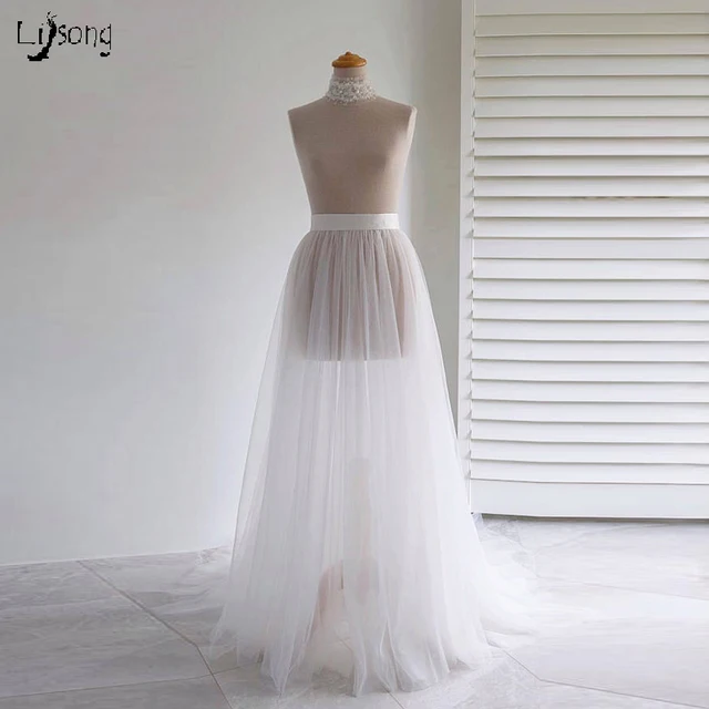 Bridal White Tulle Mesh No Lining Skirt With Little Train Match Bridal White Tulle Mesh No Lining Skirt With Little Train Match Wedding Or Formal Party Dress