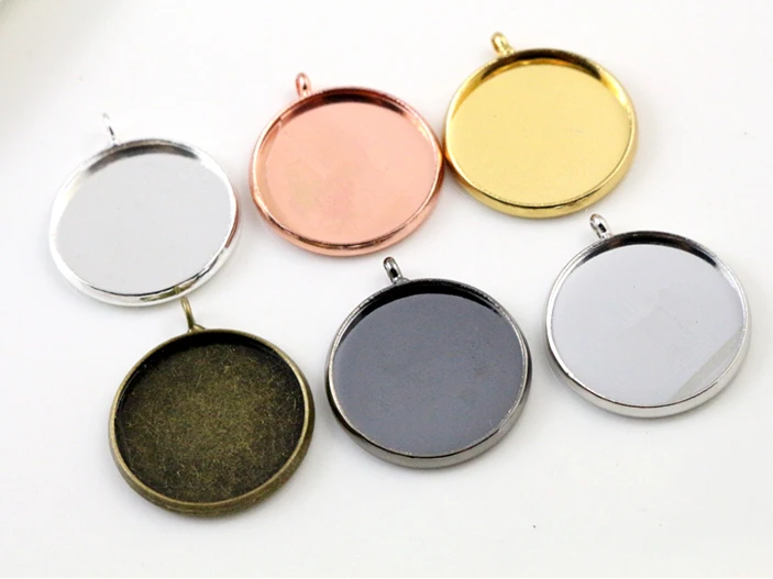 

10pcs 20mm Inner Size 6 Colors Plated Classic Style Brass Metal Cabochon Base Setting Charms Pendant Tray