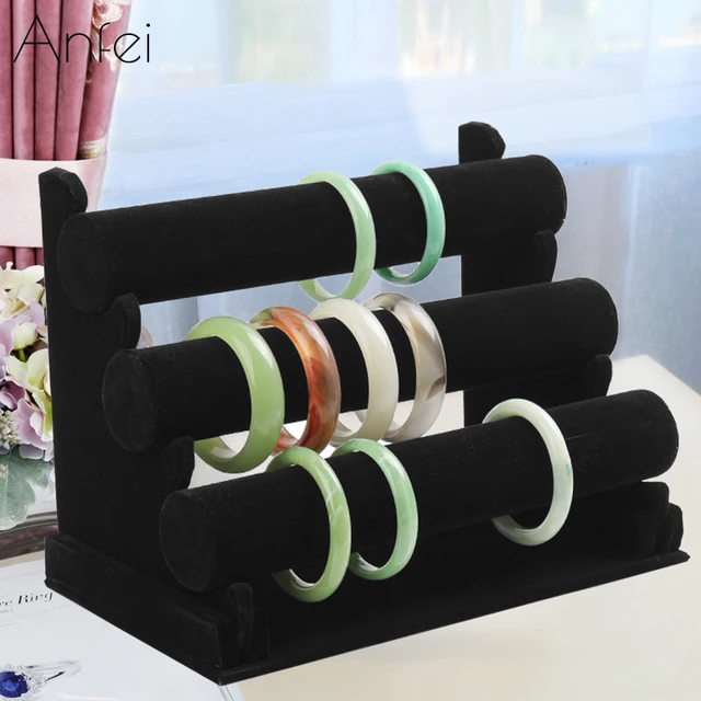 Velvet Bracelet Holder 3 Layers Watch Stand Bangle Display Shelf Velvet Bracelet Holder 3 Layers Watch Stand Bangle Display Shelf Jewelry Accessories Rack Props