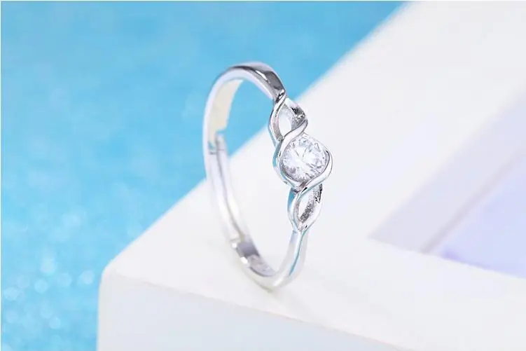925 пробы серебряные модные милые блестящие Кристальные регулируемые размеры кольца для женщин ювелирные изделия подарок Прямая поставка