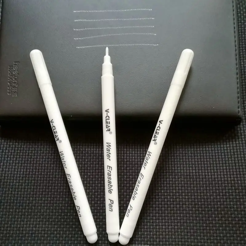 VCLEAR 수용성 펜 화이트 컬러 3 Pcs Wasable 잉크 섬유 가죽 지울 수있는 마킹 펜 패브릭 지울 수있는 마커 펜