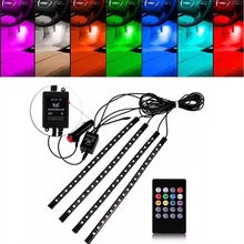 4 pz Auto RGB E Singolo Colore HA CONDOTTO LA Luce DRL 5050SMD di Controllo Automatico A Distanza Decorativi Neon HA CONDOTTO La Striscia Atmosfera Interni luci