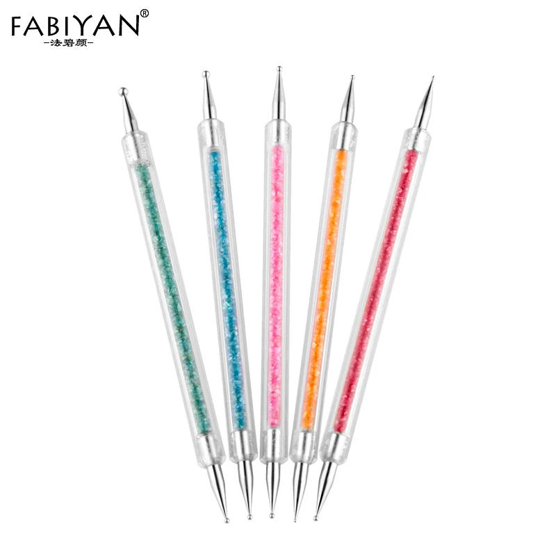 

5Pcs Set 2 Way Acrylic Shell Powder Dot Point Dotting Pen UV Gel Polish Painting DIY Nail Art Brush Decoration Manicure Tools