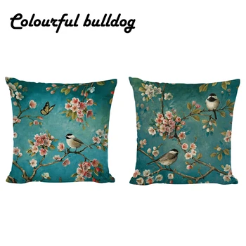 

Chinese Style Pattern Cushion Cover Bird Plum 3D Printing Unique Beautiful Car Seat Home Living Room Sofa Decorative Pillowcase