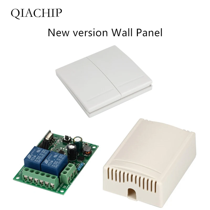 

433Mhz 220V 2CH Wireless Remote Control Switches Relay Receiver Module & 2CH Remote Controls Wall Panel RF Transmitter