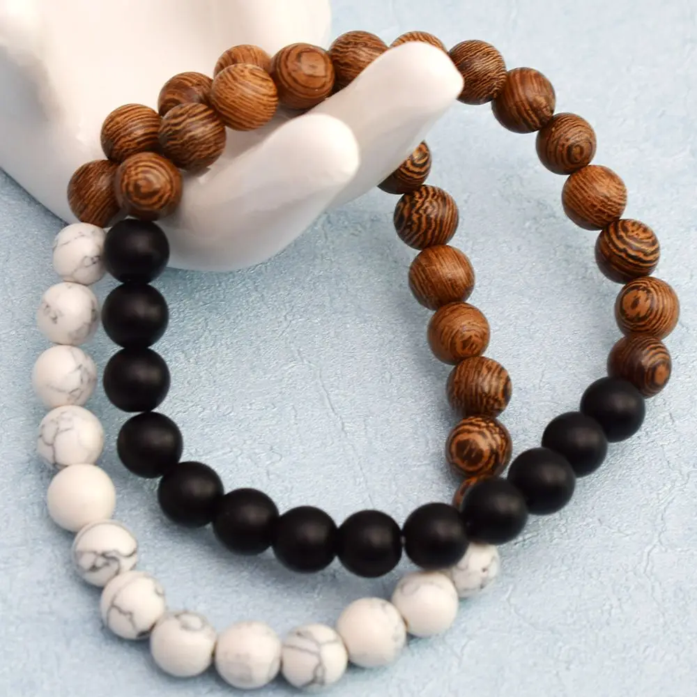 

Couples Beaded Men women Bracelets Wood Stone Bead Charm Bracelets & Bangles For Men women Jewelry Gift