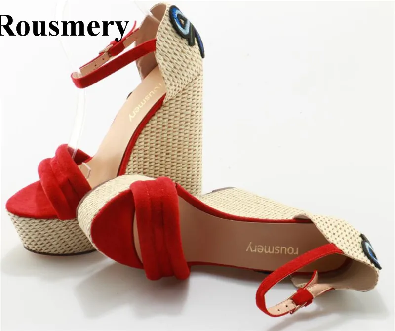 red suede wedges