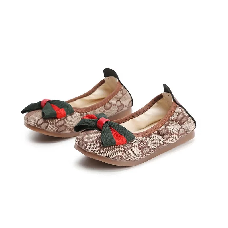 Spring New Type Alphabet Printed Girls'Shoes, Shallow-mouth Shoes, Soft-soled Butterfly Egg Roll Children's Shoes