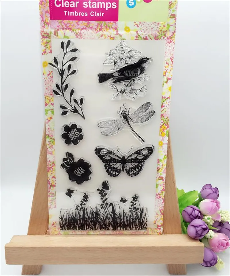 

bird and butterfly Scrapbook DIY photo Album paper cards craft rubber stamp clear stamp transparent stamp for wedding giftYUW227