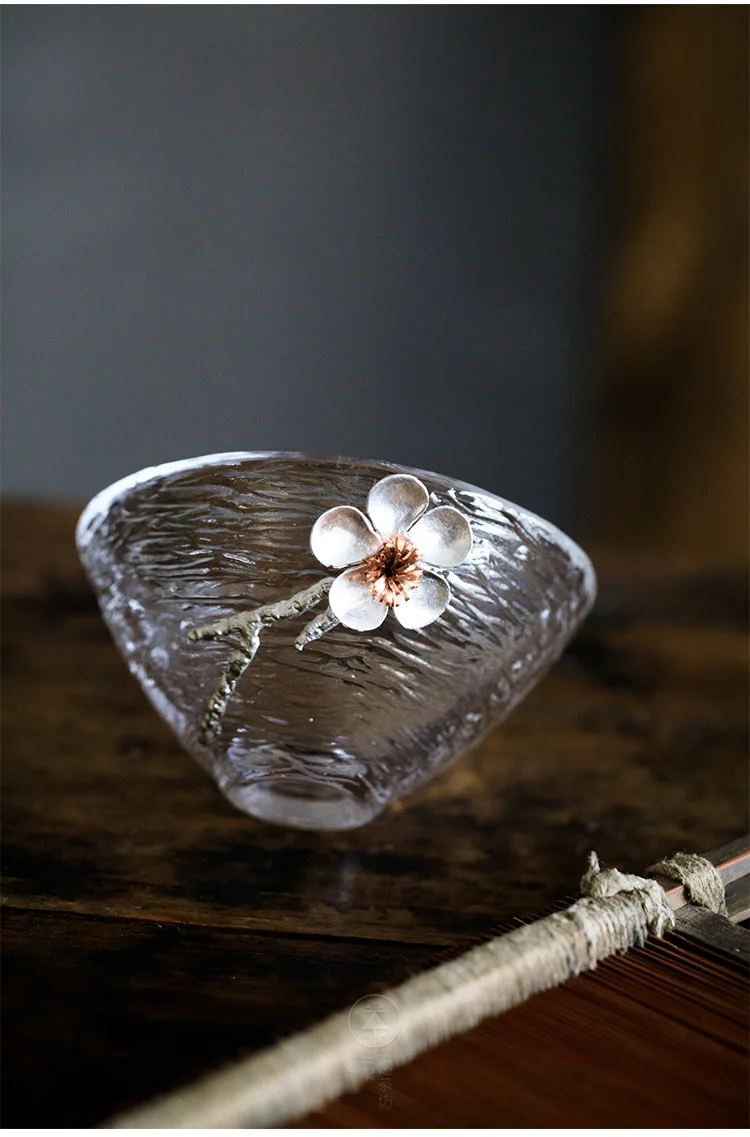 Japanese Glass Cup, TeaCup, Tin Cup, single Cup, flower , Kung Fu Tea