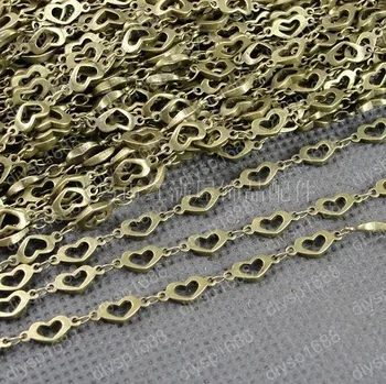 

Free Shipping Wholesale DIY Antiqued Bronze Vintage Copper Jewelry Necklace Bracelete Heart Link Chain Handmade Accessories 1M