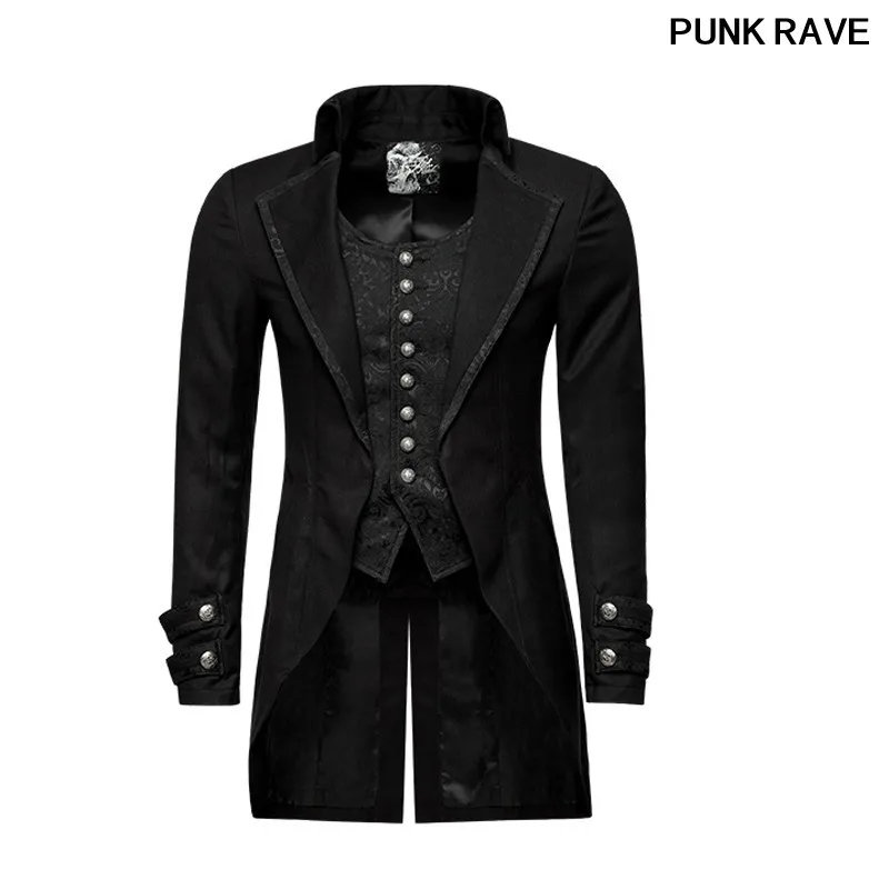 haoricu Men‘s Long Jacket Retro Gothic Dress Coat Tops Men’s Party Cosplay Tuxedo Long Windbreaker Jacket 