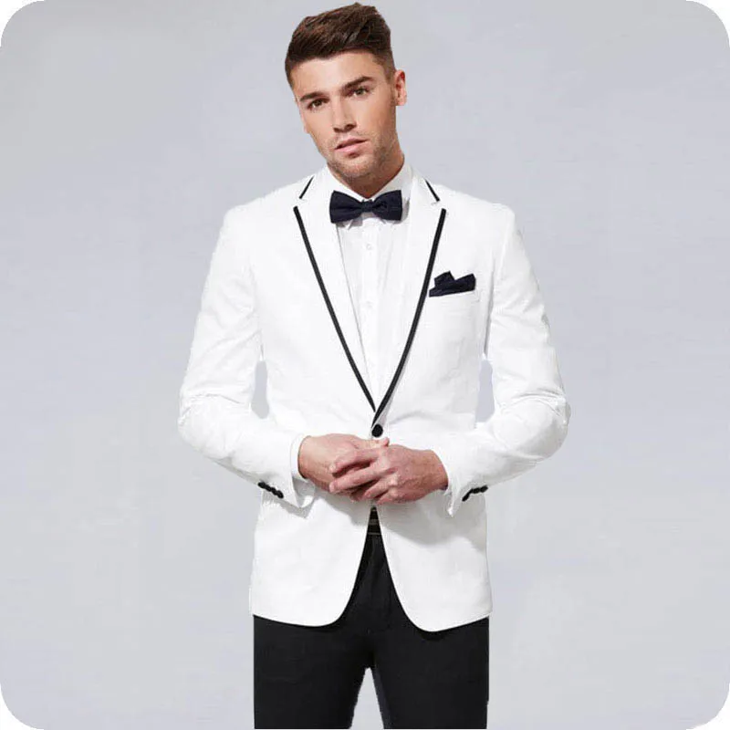 

White Men Suits Wedding Blazers Man Jacket Groom Tuxedo Slim Fit Terno Masculino Custom Costume Homme Mariage 2Piece Coat Pants