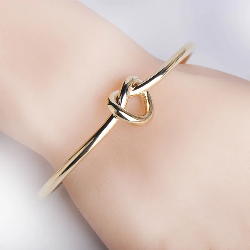 

Blucome Fashion Style Adjustable Copper Bracelets Personality Knot Shape Bangles For Lovers Women Girls Daily Hand Accessories