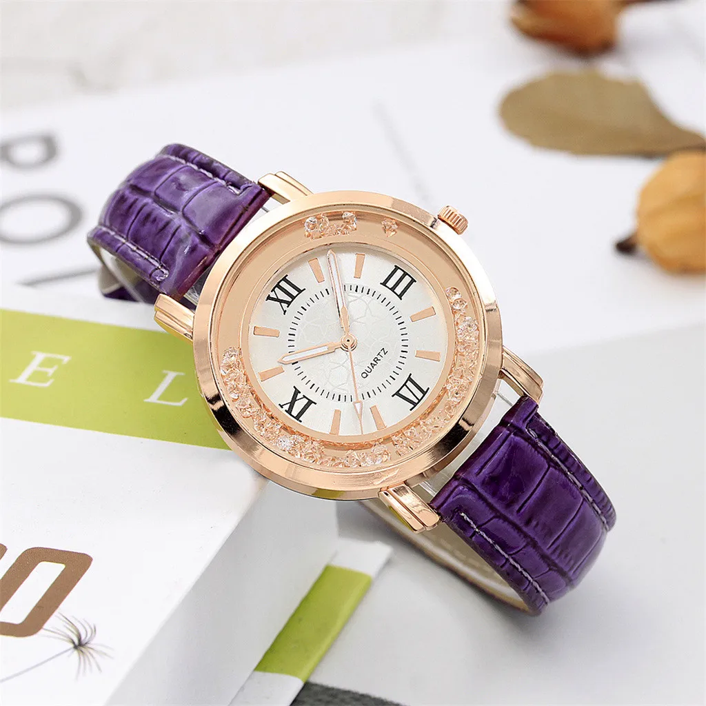 

Ladies Casual mujer Women Fashion Luxury Leisure Set Auger Leather Stainless Steel Watch Clock Montre Dropshipping Feminino