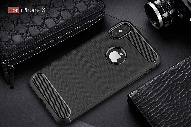 Carbon fiber brushed silicone case iphone x (10)
