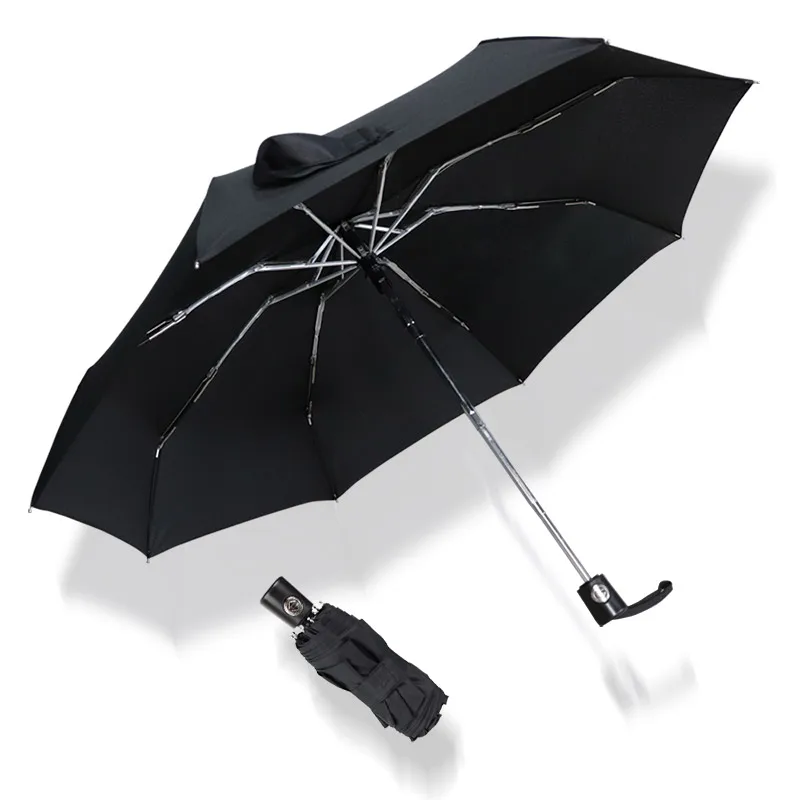 Мини автоматический 5 складной стиль зонтик дождь для женщин ветрозащитный Портативный Бизнес открытый мода зонты Мужской зонтик - Цвет: BLACK