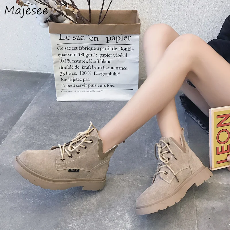 

Boots Women Korean Style Retro Lace-up Martin Soft Bottom Shoes Womens Deodorant Non-slip Breathable Classic High Quality Female