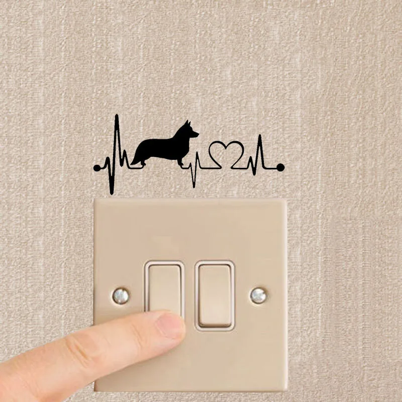 Cardigan Welsh Corgi Dog Heartbeat Vinyl Decal Switch