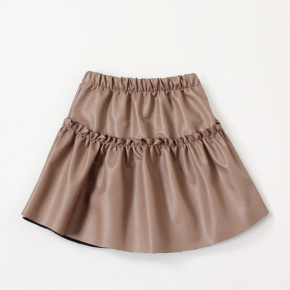 Chifuna/ юбка для девочек; детская юбка из искусственной кожи хорошего качества; одежда для малышей; модные юбки для девочек; одежда для малышей - Цвет: K06595Brown