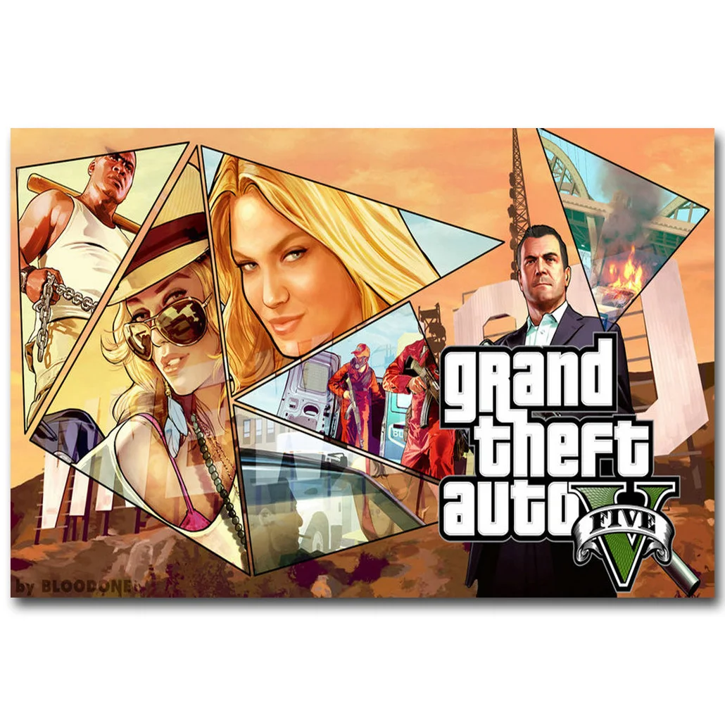 Картина из шелковой ткани Grand Theft Auto V Art постер с принтом 13x20 24x36 дюймов популярная
